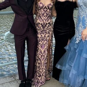 Prom Dress - dark & light purple floral